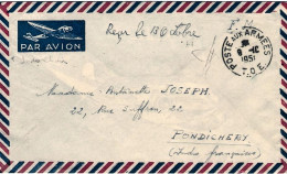 1951-T.O.E.(Indocina) In Franchigia Forze Armate Diretta In Pondichery-India Fra - Covers & Documents