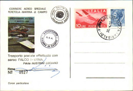 1980-cartolina Corriere Aereo Speciale Peretola-Marina Di Campo Con Firma Del Pi - 1971-80: Marcophilie