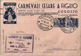 1948-cartolina Con Intestazione Pubblicitaria Fabbrica Scope Spazzole Sporte Car - 1946-60: Poststempel