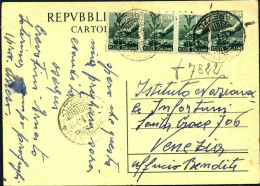 1949-intero Postale L.12 Olivo Con Affrancatura Aggiunta Striscia Delle L.1 Demo - 1946-60: Marcophilia