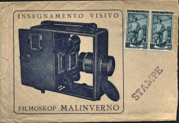 1954circa-bella Busta Con Raffigurazione Pubblicitaria Del Filmoskop Malinverno  - 1946-60: Marcophilie