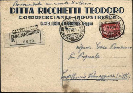 1941-Annullo Di Castelluccio Valmaggiore-Foggia Cartolina Raccomandata Con Intes - Storia Postale