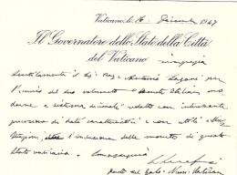 1947-cartoncino Invito Intestato Il Governatore Dello Stato Della Citta' Del Vat - Other & Unclassified