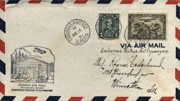 1931-Canada  1c.verde+posta Aerea 5c.cachet Figurato I^volo Embarass Portage-Ft. - Primi Voli
