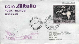 1973-San Marino Aerogramma I^volo Alitalia DC10 Roma-Nairobi,al Verso Affrancatu - Airmail