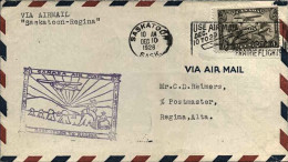 1928-Canada Posta Aerea 5c.cachet Figurato Volo Saskatoon-Regina - Eerste Vluchten