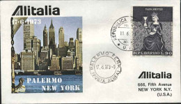 1973-San Marino Aerogramma Ufficiale Alitalia Volo Palermo-New York Del 17 Giugn - Poste Aérienne