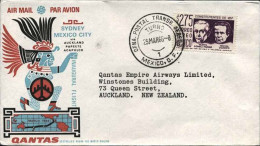 1966-Messico Per La Nuova Zelanda Affrancato Dollars 2,75 Volo Qantas Di Ritorno - Mexique