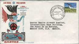 1966-Nuova Zelanda Per Il Messico Affrancato 1,9sh.annullo I^volo Qantas Aucklan - Luchtpost