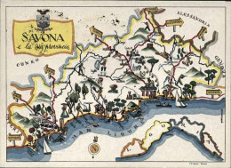 1960-"cartina Di Savona E La Sua Provincia"affrancata L.1 Siracusana Con Annullo - Landkaarten
