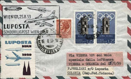 1959-Vienna Colonia Volo Speciale Della Lufthansa Del 25 Agosto, Affr. L.10 Sira - Posta Aerea