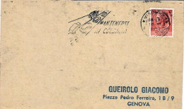 1961-cartoncino Affrancato L.10 Siracusana Con Annullo Meccanico "mantenersi In  - 1961-70: Poststempel