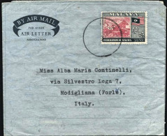 1960-Malaya Biglietto Postale Aereo Da 25c.diretto In Italia - Malaya (British Military Administration)