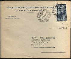 1951-lettera Intestata Collegio Dei Costruttori Edili Di Brescia Affrancata Con  - 1946-60: Marcophilie