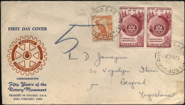 1955-Australia Lettera Fdc Illustrata Affrancata Coppia 3,5 Rotary Diretta In Ju - Storia Postale