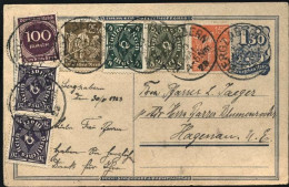 1923-Germania Cartolina Postale Da 1,5 Diretta A Hagenau Con Bella Affrancatura  - Storia Postale