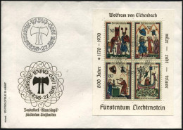1970-Liechtenstein Busta Fdc Affrancata Con Foglietto S.4v."8 Centenario Della N - FDC