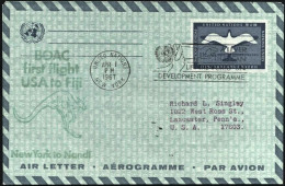 1967-Nazioni Unite Biglietto Postale 11c. I^volo Boac Usa-Figi (New York-Nandi) - Altri & Non Classificati