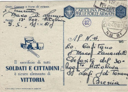 1942-cartolina Postale Per La Forze Armate "il Sacrificio Di Tutti"annullo Di Po - Oorlog 1939-45