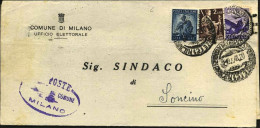 1948-piego Comunale Affrancato Tricolore 50c.+L.2+L.5 Democratica - 1946-60: Poststempel