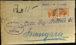 1927-piego Raccomandato Affrancato Coppia 60c.arancio Michetti - Storia Postale