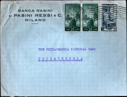 1951-diretta In U.S.A. Affrancata Coppia L.25 Democratica+L.5 Italia Al Lavoro - 1946-60: Marcophilia