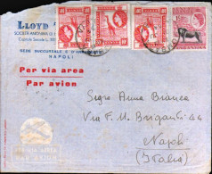 1954-Kenya Tanganyka Uganda Diretto A Napoli Affrancato Tre 10c.+1scellino Elisa - Kenya, Uganda & Tanganyika