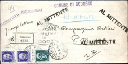1943-piego Affrancato 15c.+coppia 50c.Imperiale Su Raccomandata Manoscritti Dire - Storia Postale