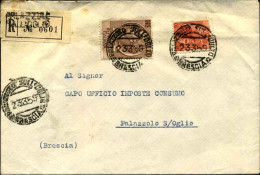 1959-lettera Raccomandata Affrancata L.10+L.100 Siracusana Annullo Di Palazzolo  - 1946-60: Marcophilie
