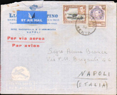 1954-Kenya Tanganyka Uganda Diretto A Napoli Affrancato 30c.+1scellino Giorgio V - Kenya, Oeganda & Tanganyika