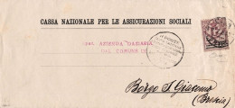 1924-cat.Sassone Euro 280 Piego Raccomandato Della Cassa Nazionale Per Le Assicu - Marcophilie