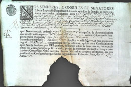 1738-Fede Di Sanita' Republicae Ulmensis, Mancante In Basso Del Sigillo Di Chius - Documents Historiques