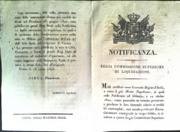 1823-Notificanza. Regia Commissione Superiore Di Liquidazione. Documento Stampat - Decreti & Leggi