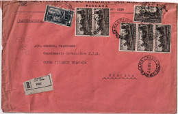 1951-raccomandata Affrancata Singolo+coppia+striscia Michetti E L.5 Italia Al La - 1946-60: Marcophilie