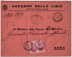 1937-Tripolitania Busta Stato Maggiore Governo Della Libia Affrancata Coppia P.A - Libië