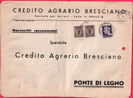 1944-manoscritti Raccomandati Busta Affrancata Con Coppia Recapito Autorizzato 1 - Storia Postale
