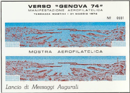 1974-volantino Verso "Genova 74" Mostra Aerofilatelica-lancio Di Messaggi Augura - Airmail