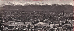 1956-cartolina Large Panoramica Di Torino Con Le Alpi, Viaggiata - Autres & Non Classés