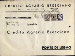 1944-manoscritti Raccomandati Da Virle Tre Ponti BS Affrancata L.1 Imperiale + C - Storia Postale