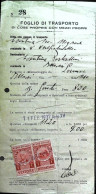 1937-foglio Di Trasporto Di Cose Proprie Con Mezzi Propri Con 5 Marche Vettore D - Marcophilie