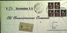 1946-piego Raccomandato Affrancato 5 Esemplari Disposti A Seggiola Del L.2 Democ - 1946-60: Poststempel