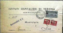 1946-raccomandata Istituti Ospedalieri Verona Diretta A Sona Affrancata Coppia L - Storia Postale