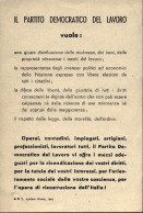 1945-Volantino Pubblicitario Del Partito Democratico Del Lavoro - Toeristische Brochures