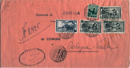 1951-Democratica Lire 8 + Italia Al Lavoro Lire 1 E Tre Lire 2 Su Piego Zimella  - 1946-60: Marcophilie