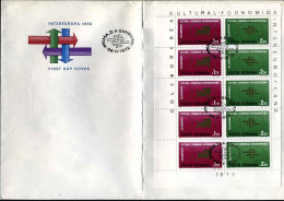1972-Romania Minifoglio Cinque Serie 10 Valori "collaborazione Intereuropea"su F - FDC