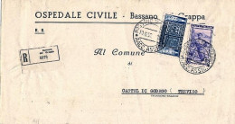 1952-FR.LLI MODENA E PARMA Lire 60 + ITALIA LAVORO Lire 20 Su Piego Raccomandato - 1946-60: Poststempel