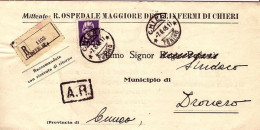 1946-Imperiale Senza Fasci Lire 10 Su Piego Raccomandato Chieri (7.06) - Marcophilie