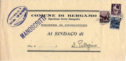 1946-Democratica C.10 E 40 + Lire 2 Su Piego Bergamo (30.04) - 1946-60: Marcophilie
