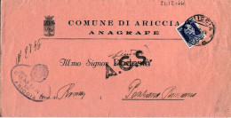 1944-Imperiale Senza Fasci C.50 Isolato Su Piego Ariccia (21.12) - Storia Postale