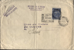 1950-ANNO SANTO Lire 55 Isolato Su Manoscritti Raccomandati - 1946-60: Poststempel